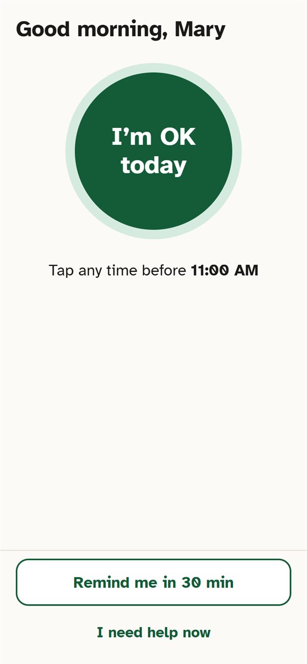 The I’m OK today button